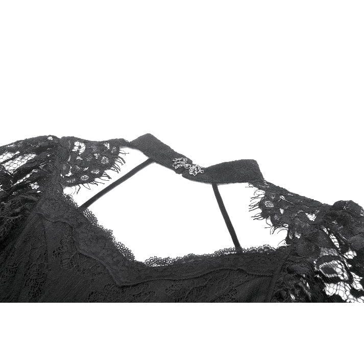 Punk Design Women's Gothic Cut-out Lace-up Top