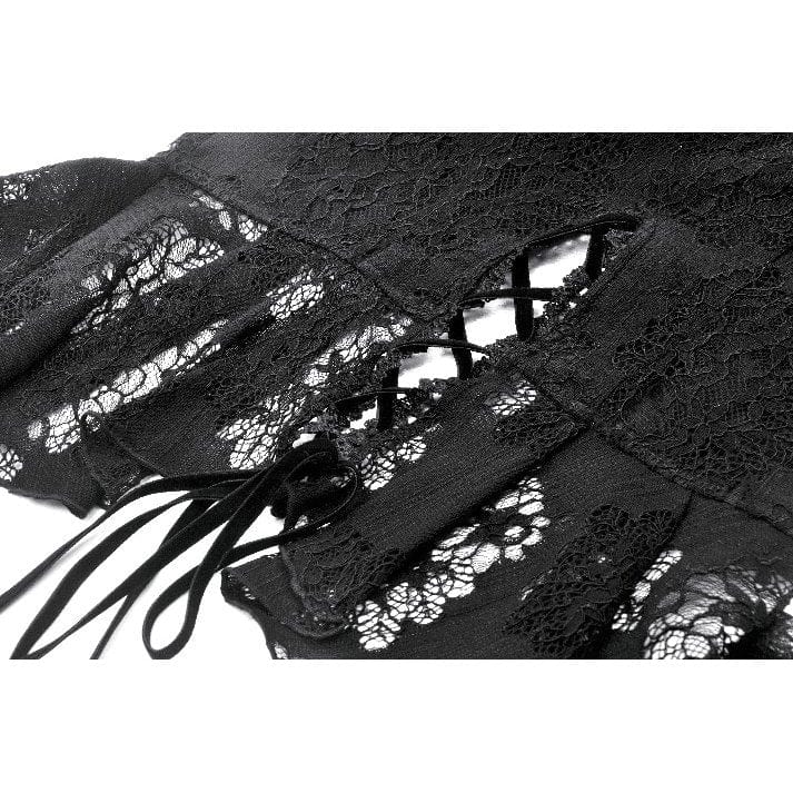 Punk Design Women's Gothic Cut-out Lace-up Top