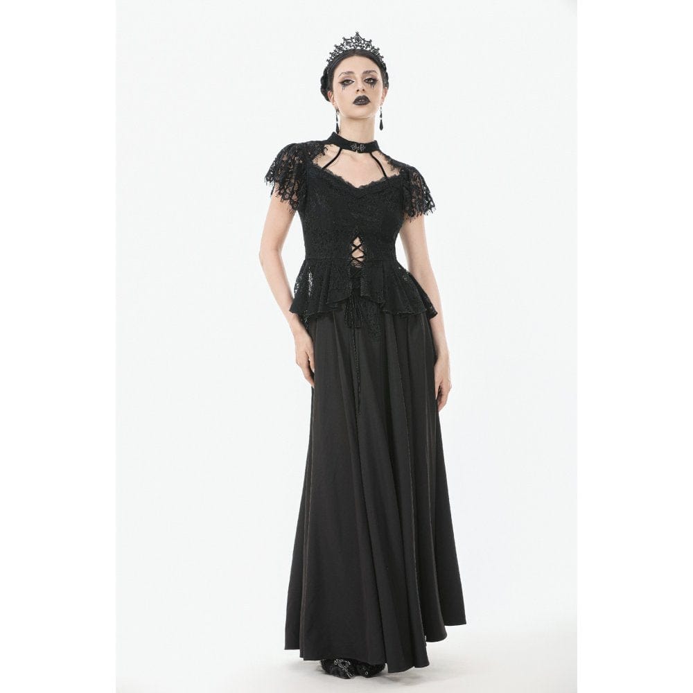 Punk Design Women's Gothic Cut-out Lace-up Top