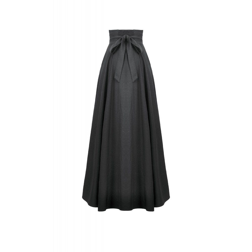 Punk Design Women's Gothic Embroidered Pleated Maxi Skirt