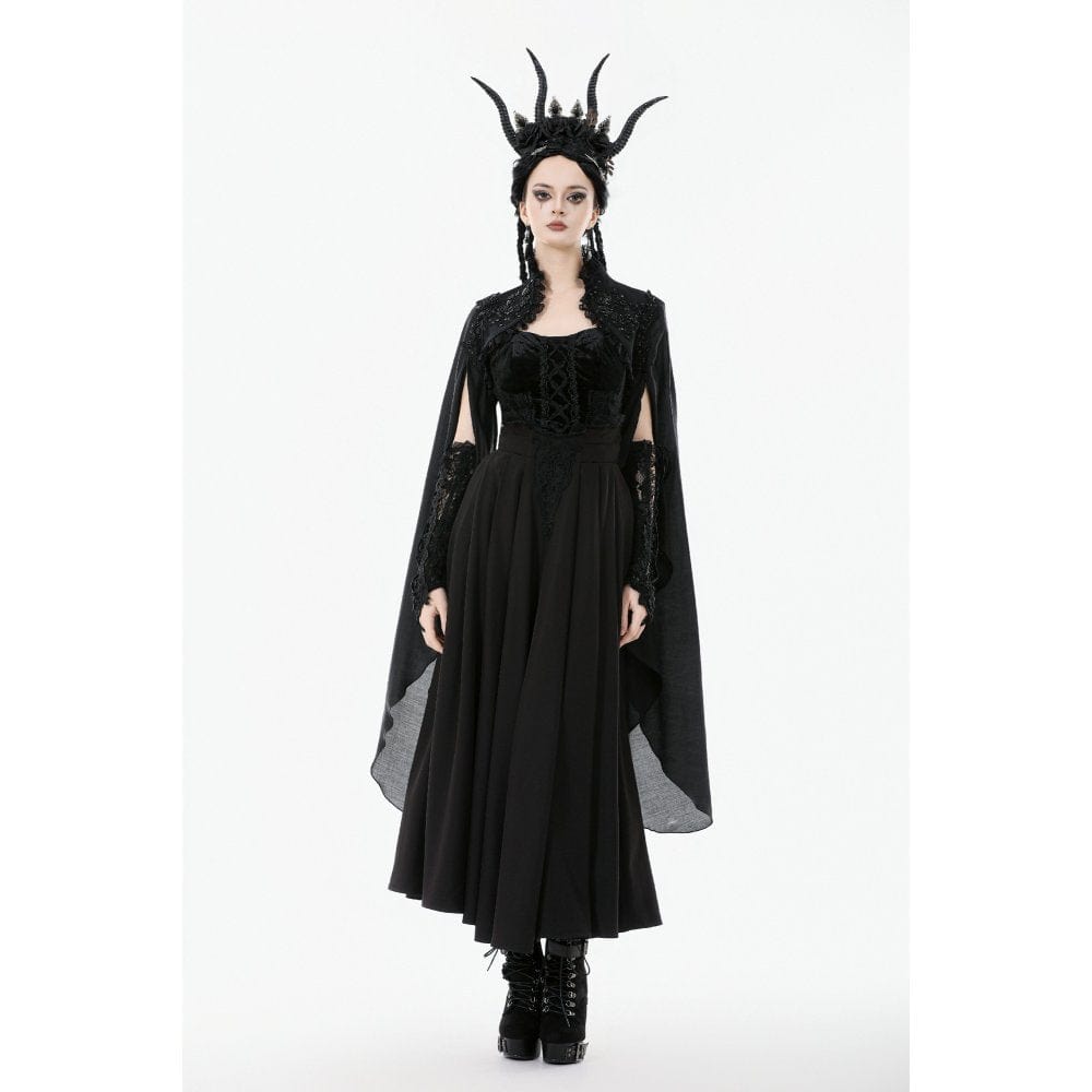 Punk Design Women's Gothic Embroidered Stand Collar Cape