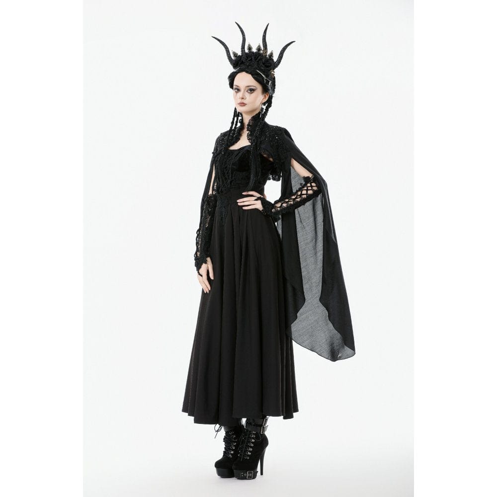 Punk Design Women's Gothic Embroidered Stand Collar Cape
