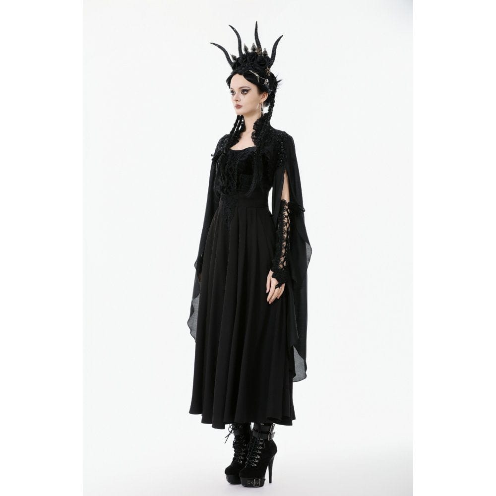 Punk Design Women's Gothic Embroidered Stand Collar Cape