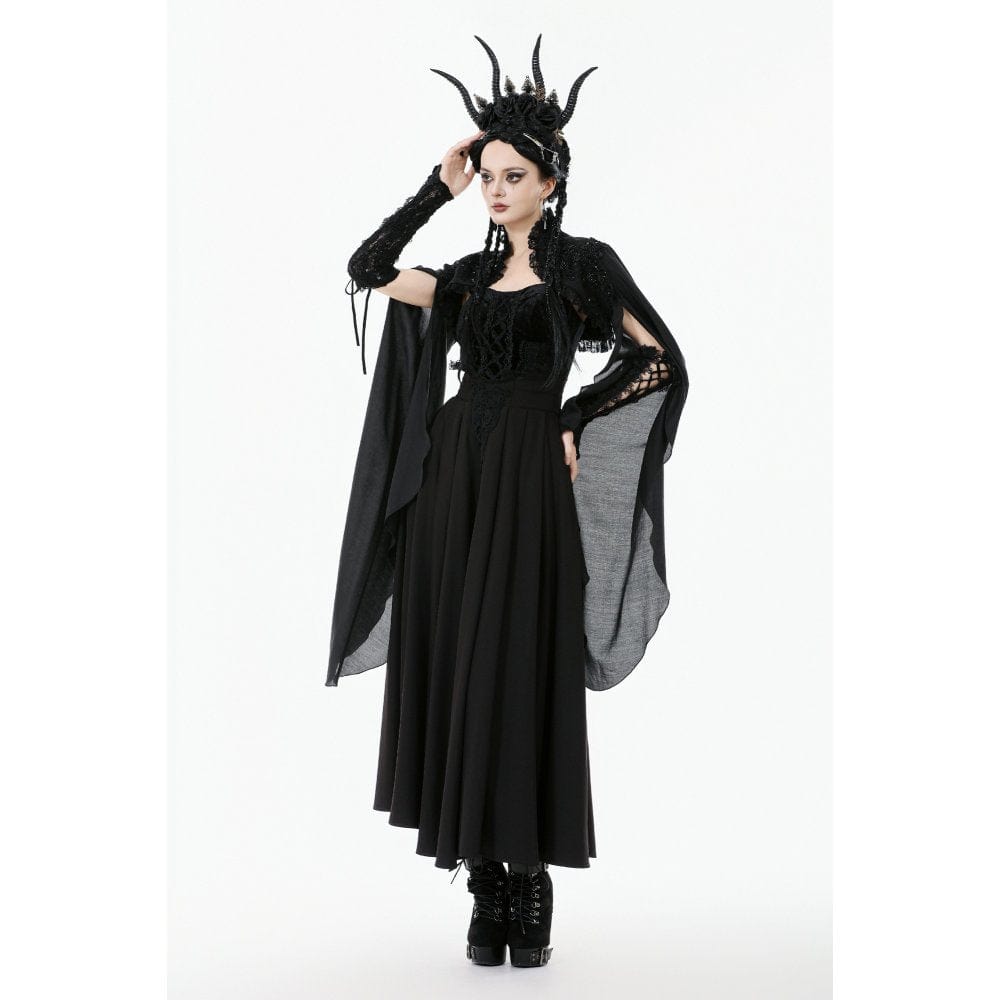 Punk Design Women's Gothic Embroidered Stand Collar Cape