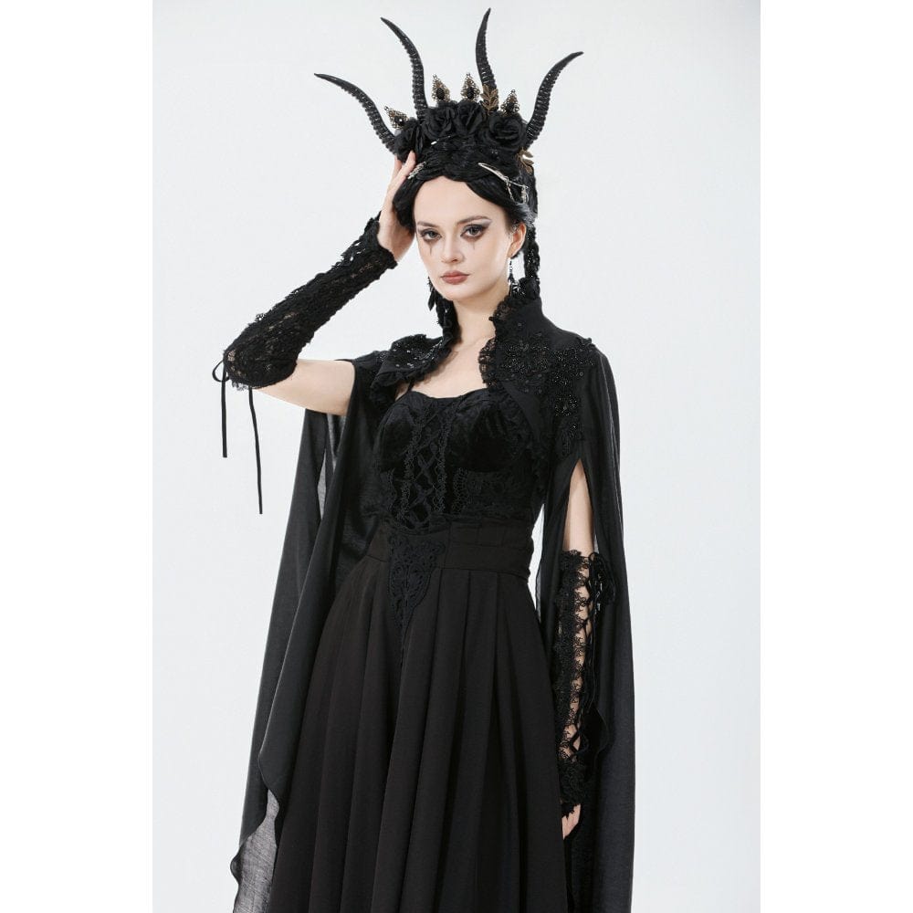 Punk Design Women's Gothic Embroidered Stand Collar Cape