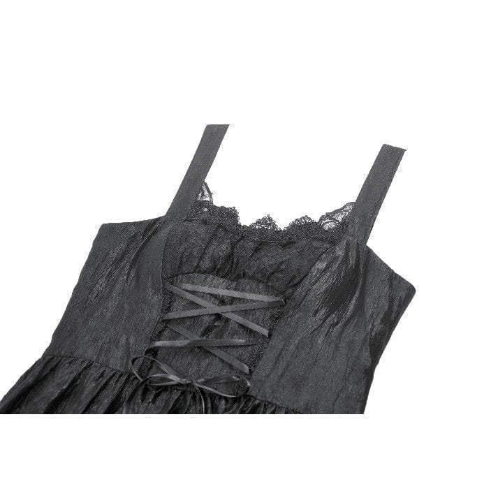 Punk Design Women's Gothic Lace-up Bowknot Ruched Slip Dress