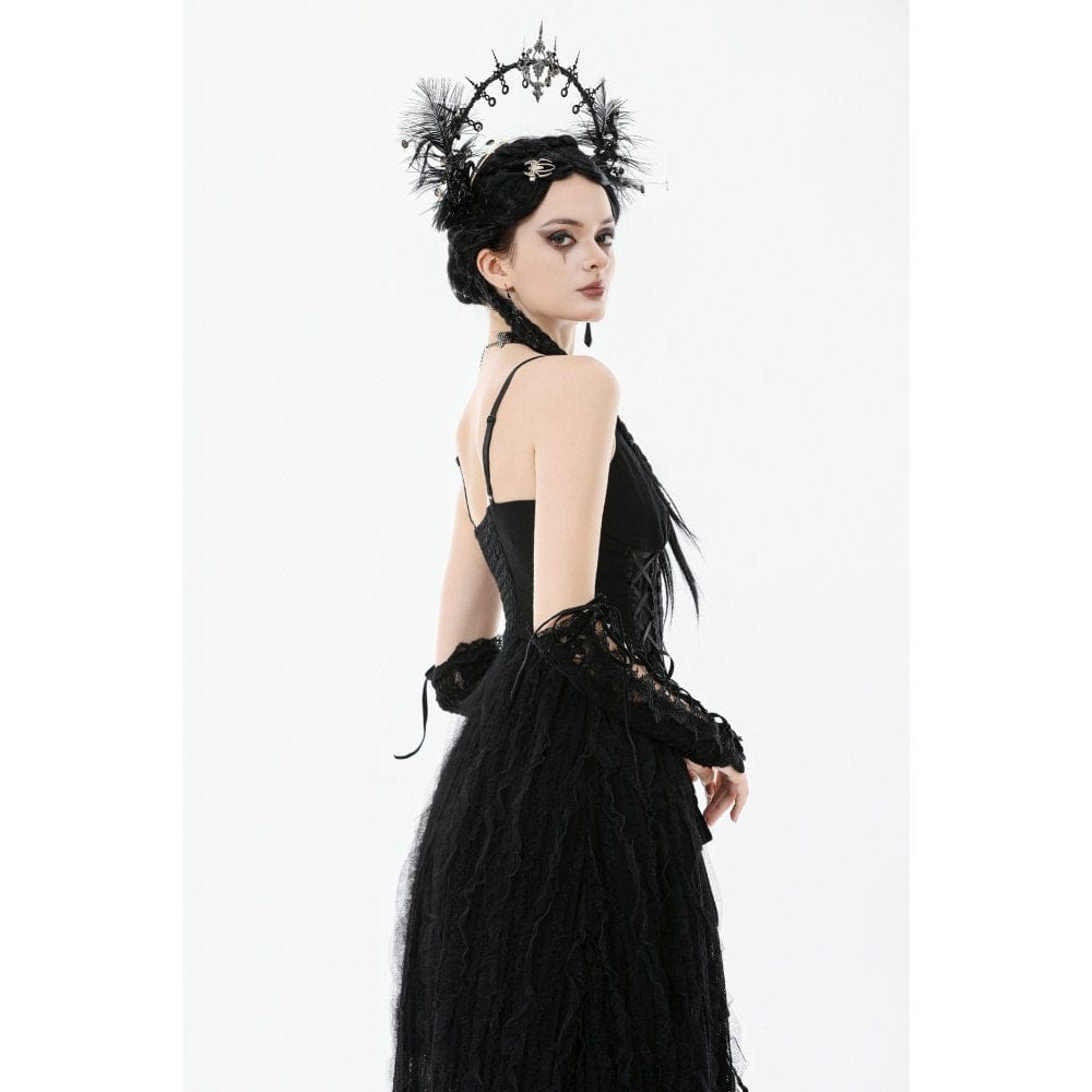 Punk Design Women's Gothic Lace-up Long Gloves