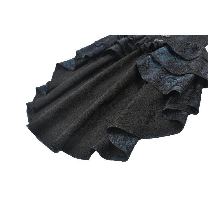 Punk Design Women's Gothic Layered Irregular Hem Buckle Skirt