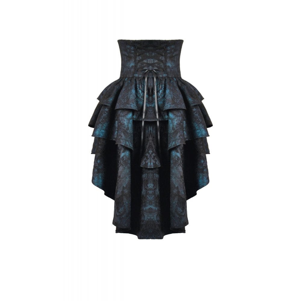 Punk Design Women's Gothic Layered Irregular Hem Buckle Skirt