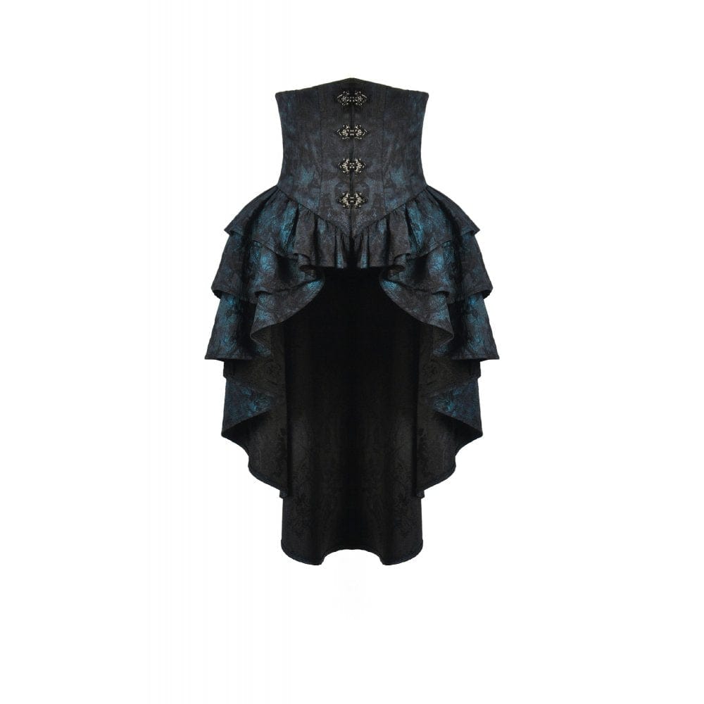 Punk Design Women's Gothic Layered Irregular Hem Buckle Skirt