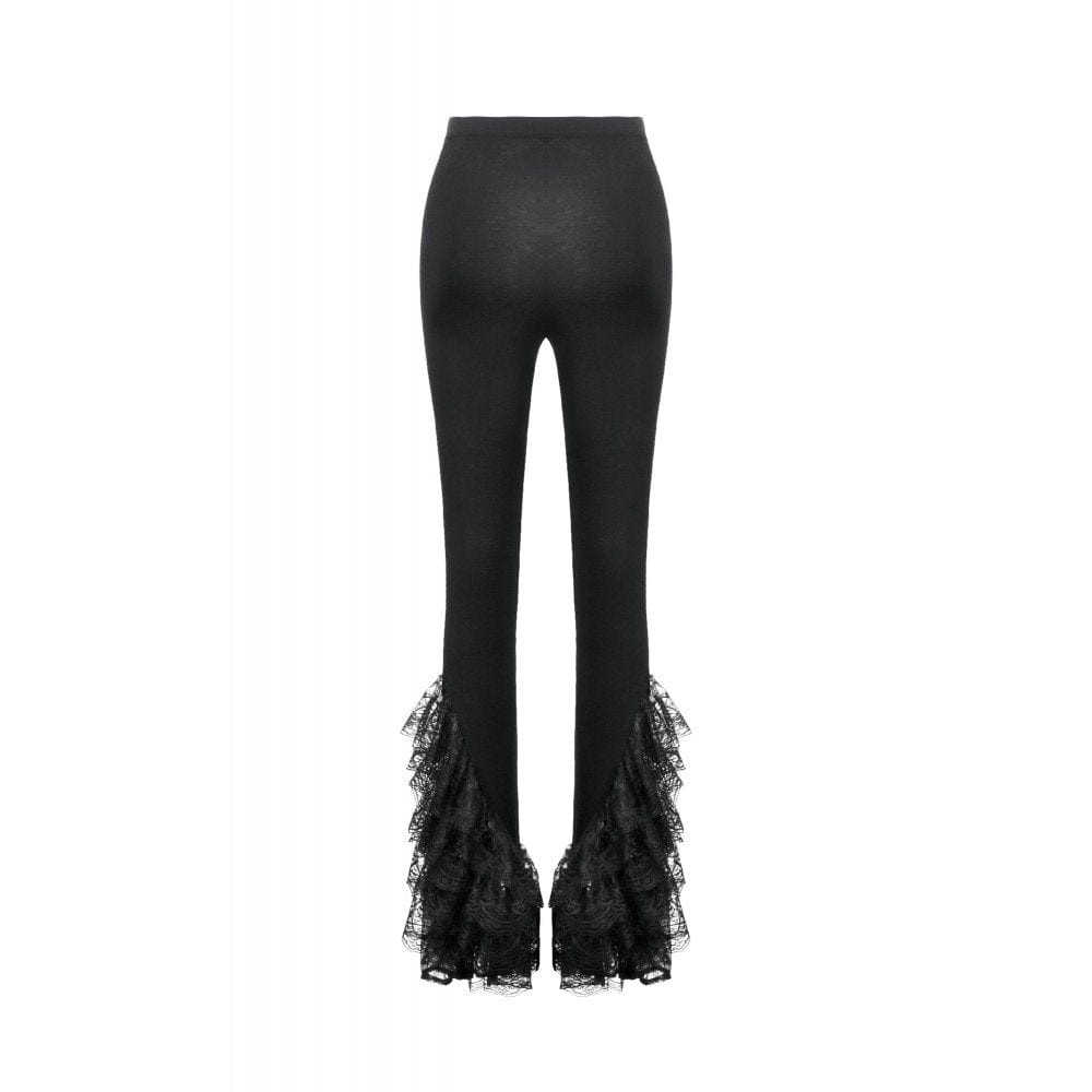 Punk Design Women's Gothic Multilayer Lace Splice Flared Pants