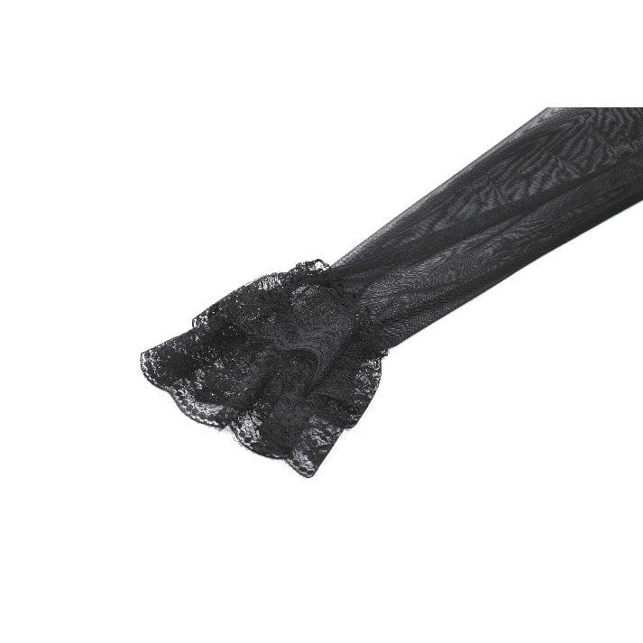 Punk Design Women's Gothic Rose Printed Ruffled Long Sleeved Top