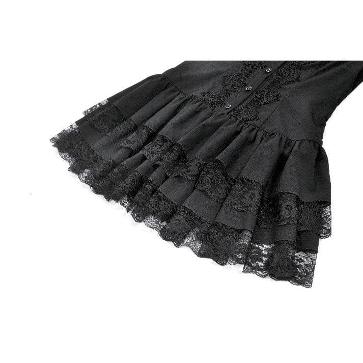 Punk Design Women's Gothic Ruffled Puff Sleeved Dress