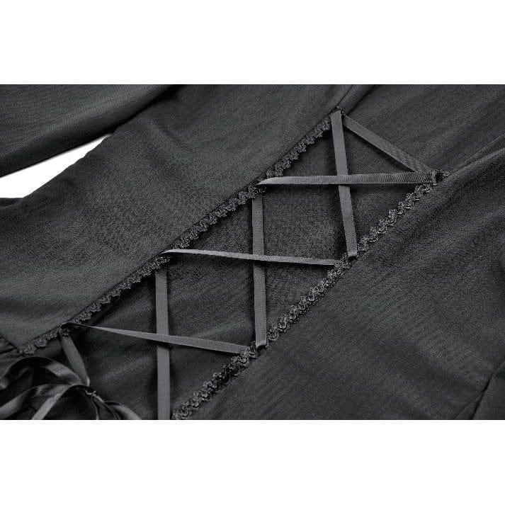 Punk Design Women's Gothic Ruffled Puff Sleeved Dress