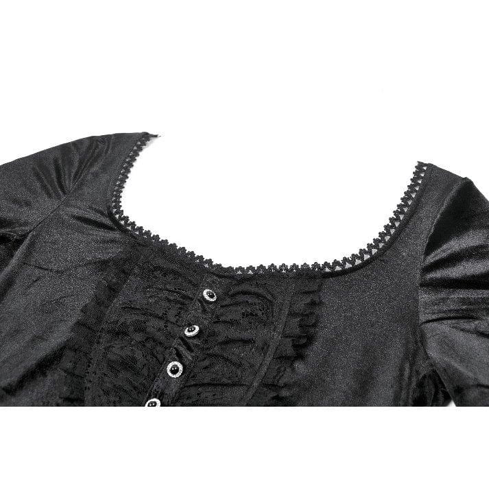 Punk Design Women's Gothic Square-cut Collar Flared Sleeved Velvet Top