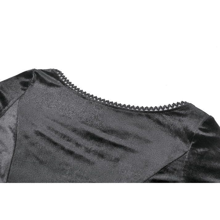 Punk Design Women's Gothic Square-cut Collar Flared Sleeved Velvet Top