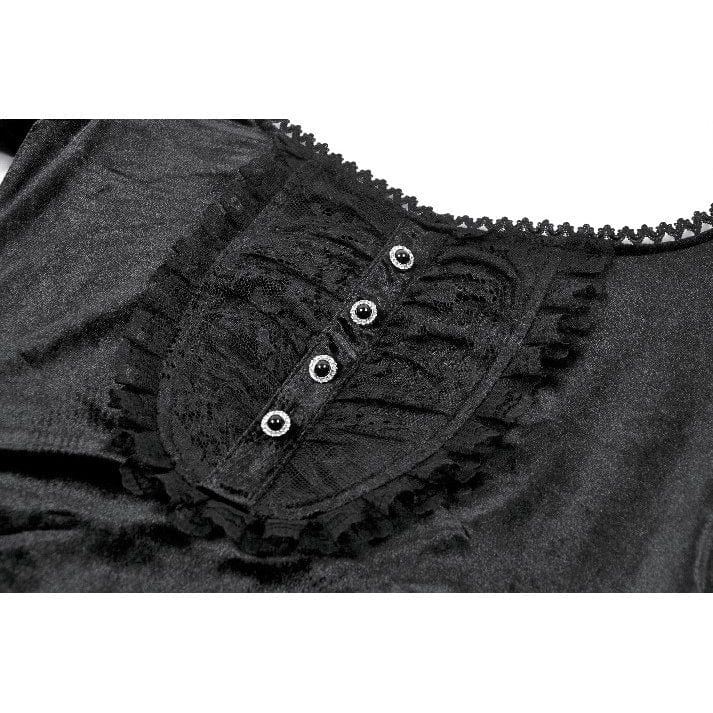 Punk Design Women's Gothic Square-cut Collar Flared Sleeved Velvet Top