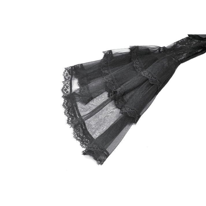 Punk Design Women's Gothic Stand Collar Ruffled Mesh Flared Sleeved Dress