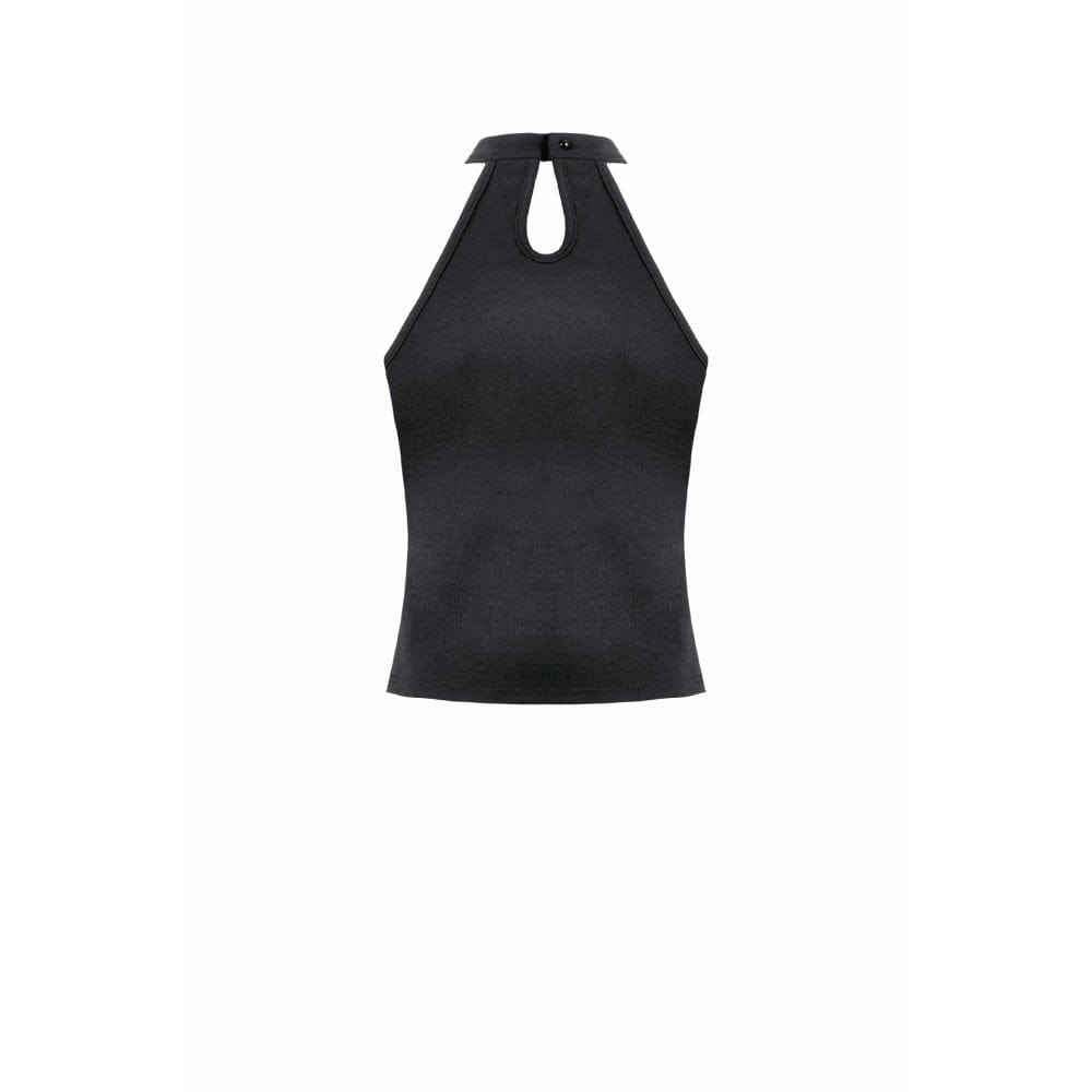 Punk Design Women's Punk Eyelet Strap Halterneck Mesh Panel Top