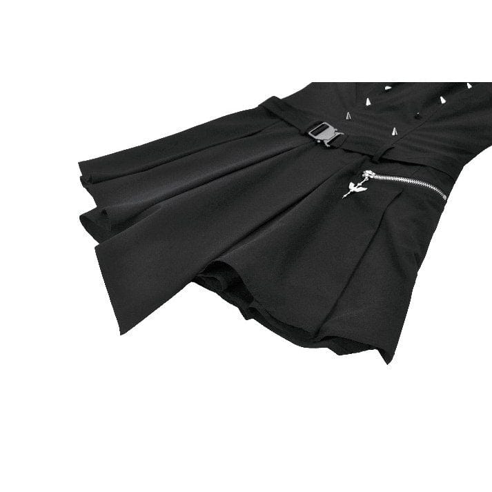 Punk Design Women's Punk Studded Asymmetrical Pleated Dress