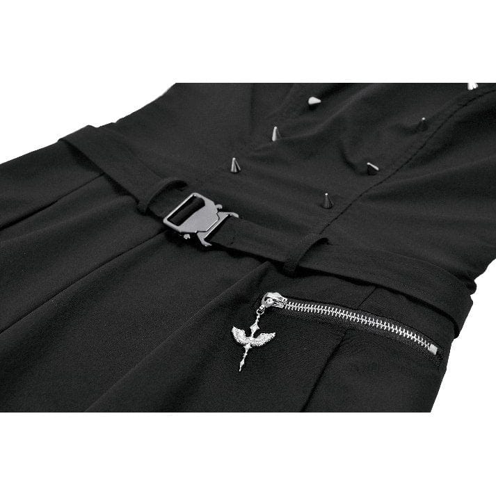 Punk Design Women's Punk Studded Asymmetrical Pleated Dress