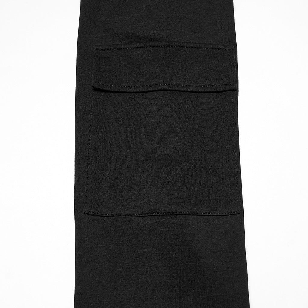 PUNK RAVE Men's Cyberpunk Cut-out Mesh Splice T-shirt