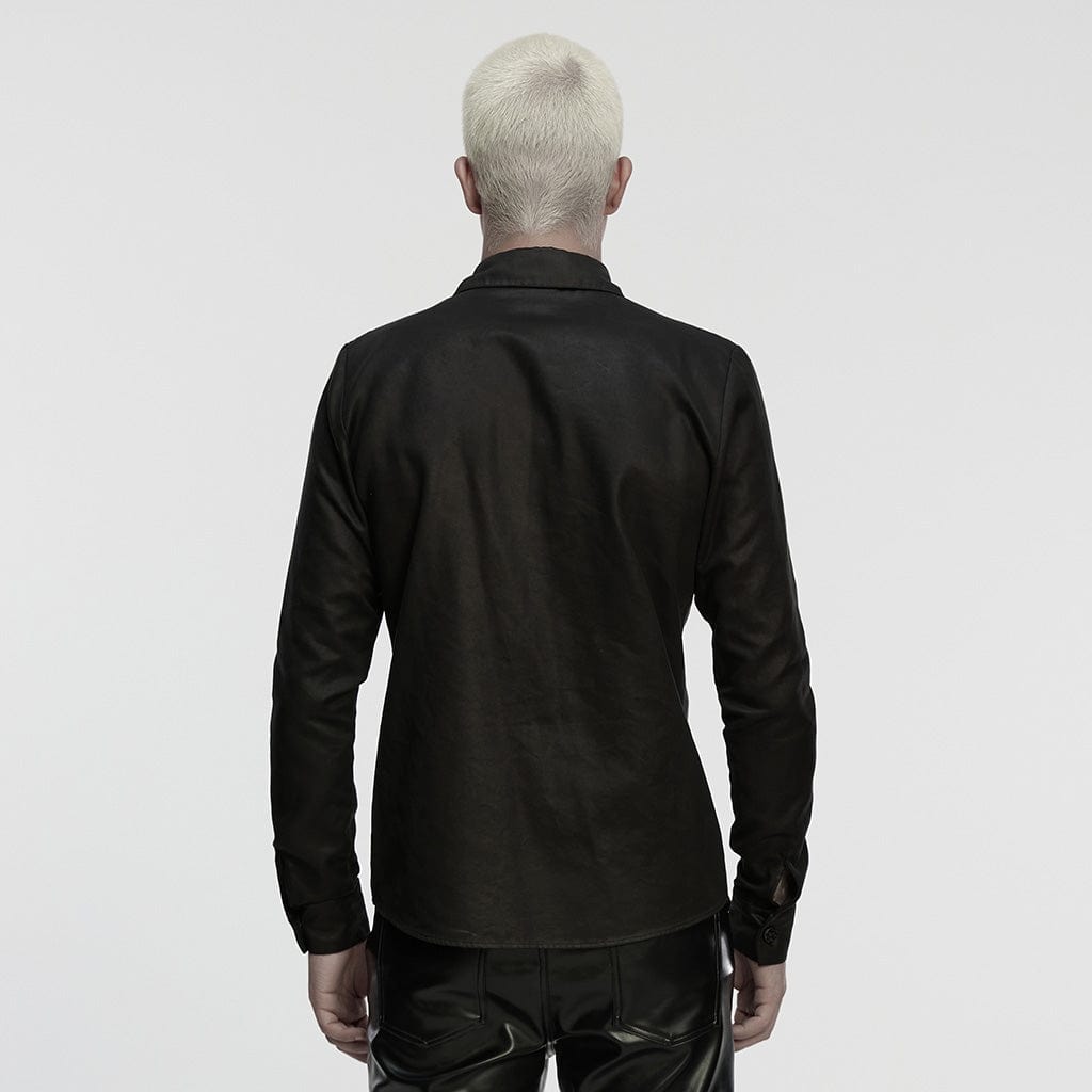 PUNK RAVE Men's Cyberpunk Irregular Bat Collar Shirt