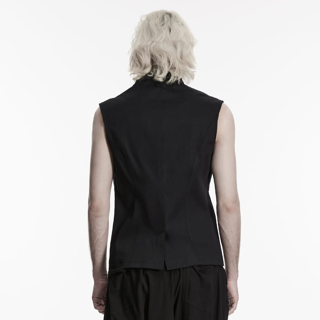 PUNK RAVE Men's Cyberpunk Skull Rivet Zip Vest