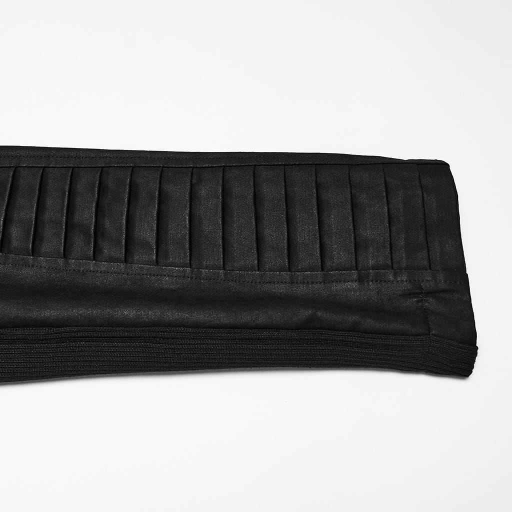 PUNK RAVE Men's Cyberpunk Studded Pleated Stand Collar Short Jacket