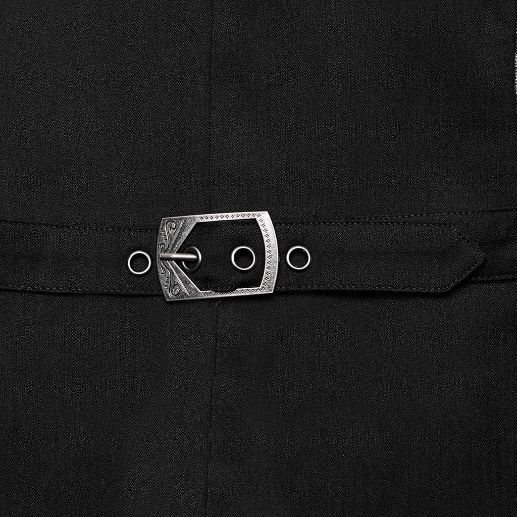 PUNK RAVE Men's Gothic Bat Collar Ruffled Swallow-tailed Coat