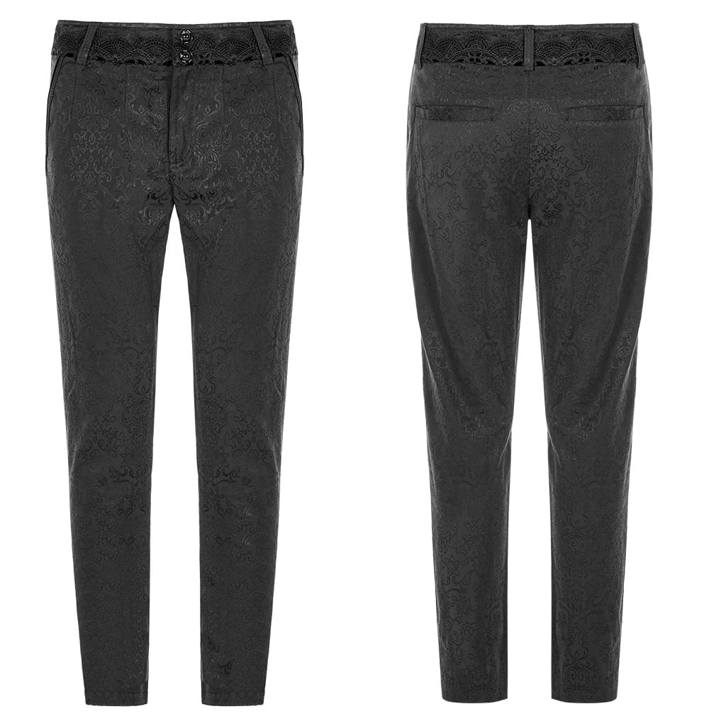 PUNK RAVE Men's Gothic Blood Jacquard Suit Pants