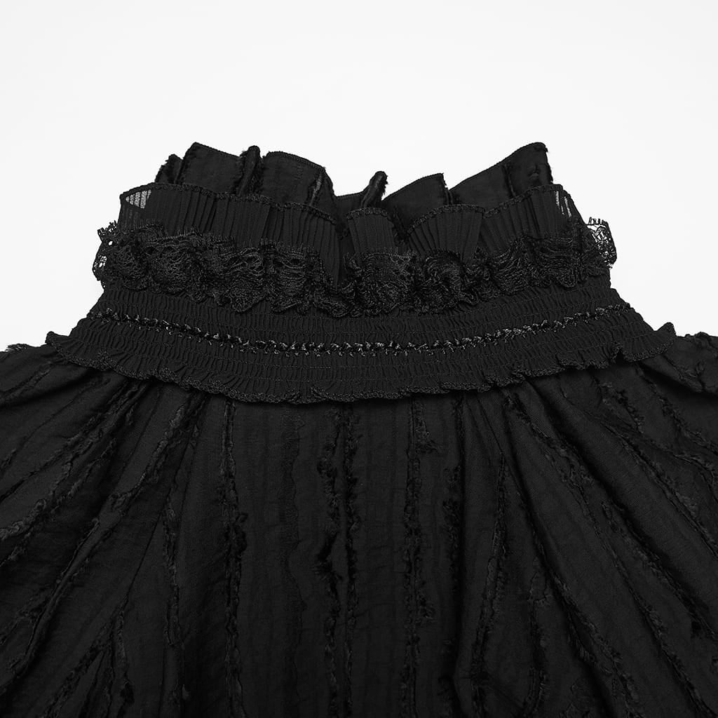 PUNK RAVE Men's Gothic Bowknot Ruffled Pullover Shirt