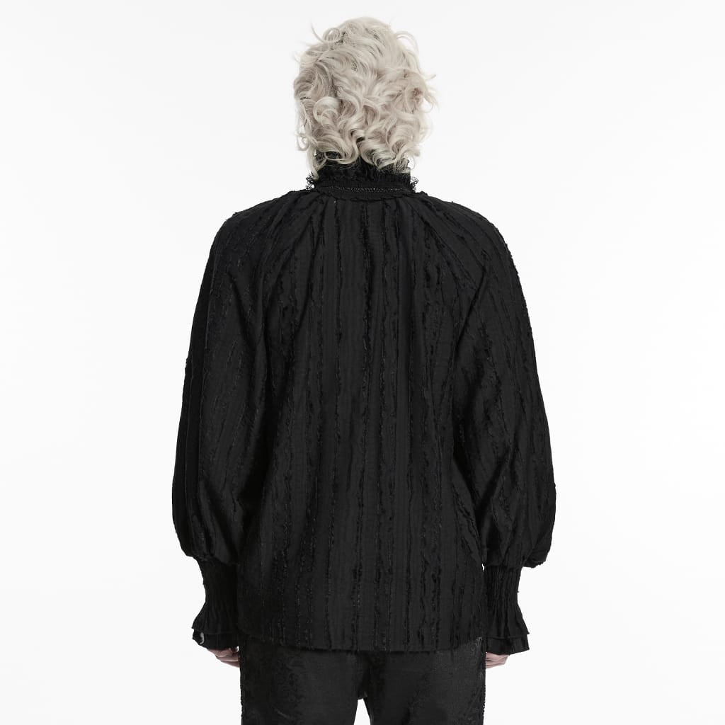 PUNK RAVE Men's Gothic Bowknot Ruffled Pullover Shirt