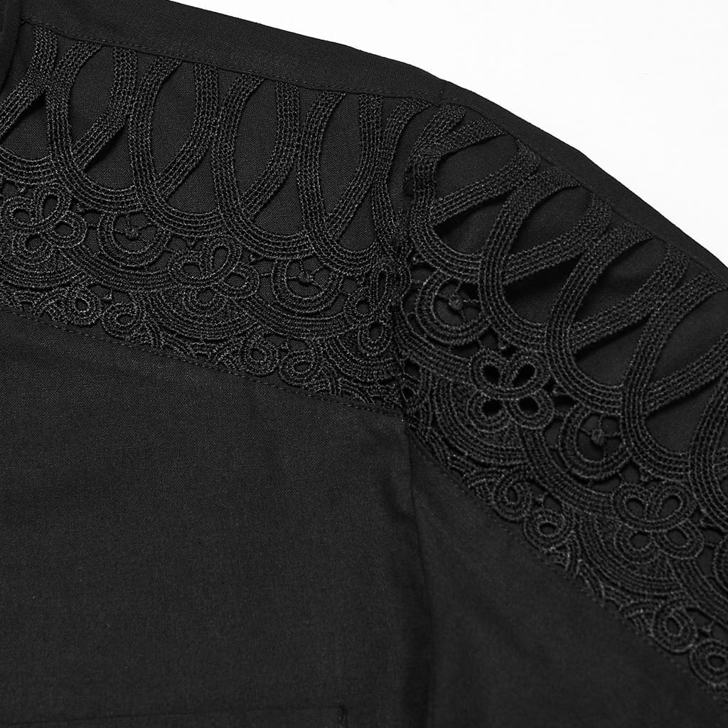 PUNK RAVE Men's Gothic Collared Lantern Sleeve Shirt