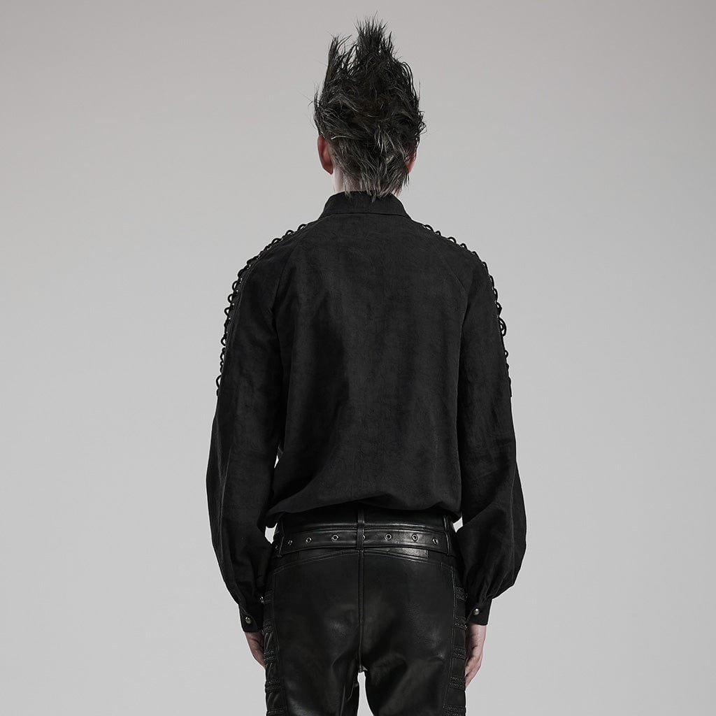 PUNK RAVE Men's Gothic Distressed Strappy Shirt