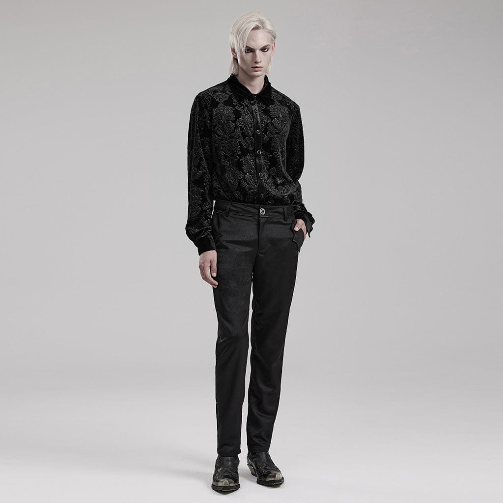 PUNK RAVE Men's Gothic Embossed Velvet Shirt
