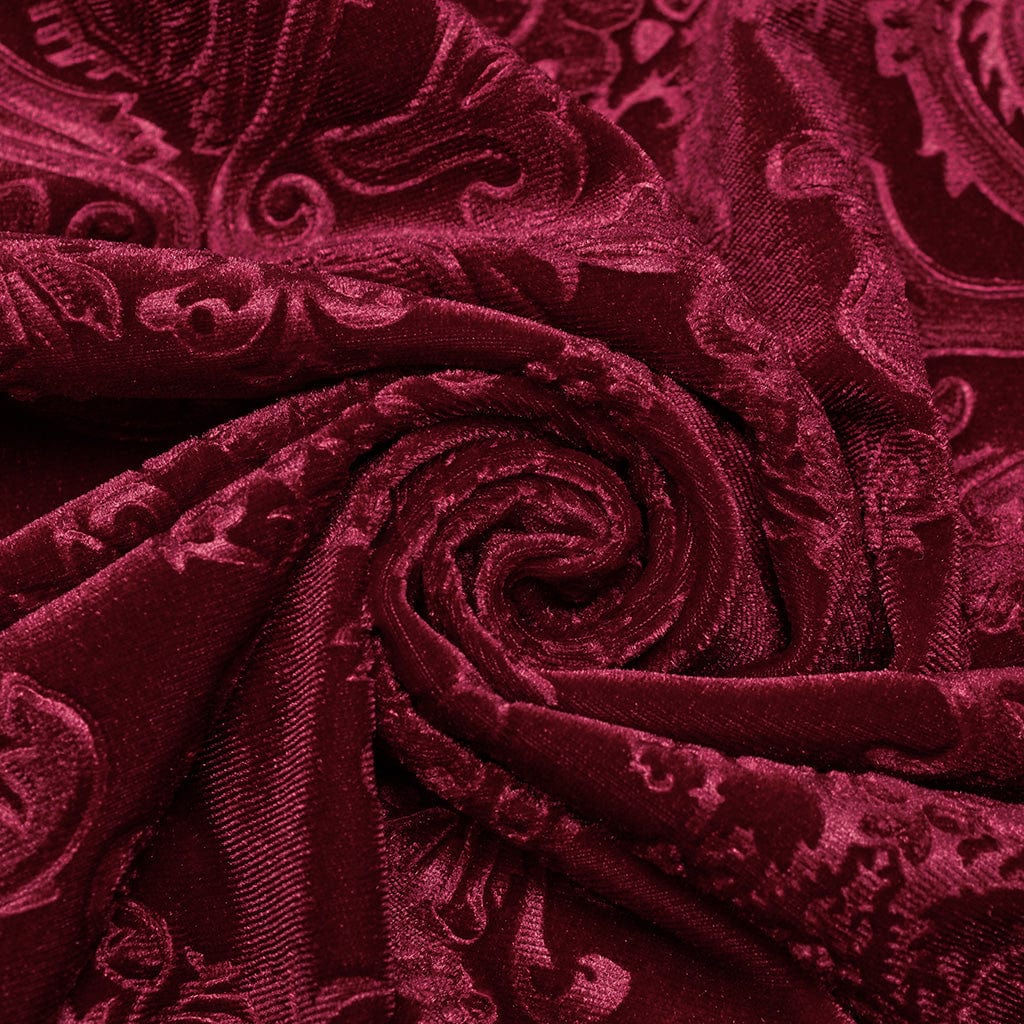 PUNK RAVE Men's Gothic Embossed Velvet Shirt Red