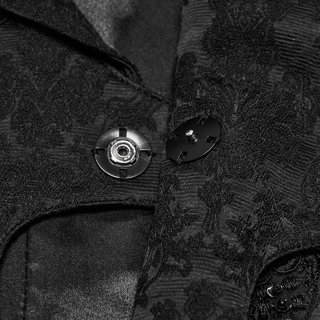 PUNK RAVE Men's Gothic Embroidered Overlapping Placket Buckle Jacquard Waistcoat