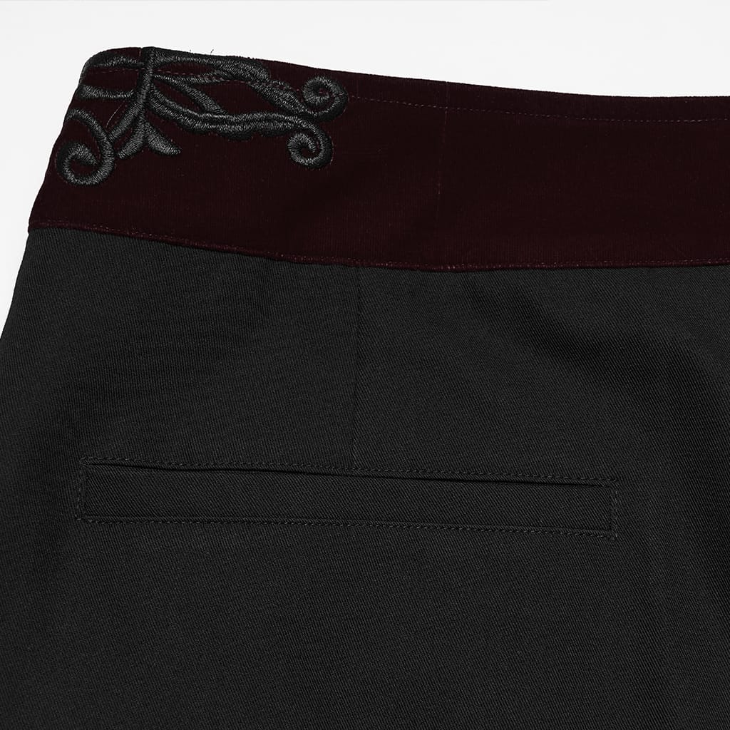 PUNK RAVE Men's Gothic Embroidered Patchwork Pants Black-Red