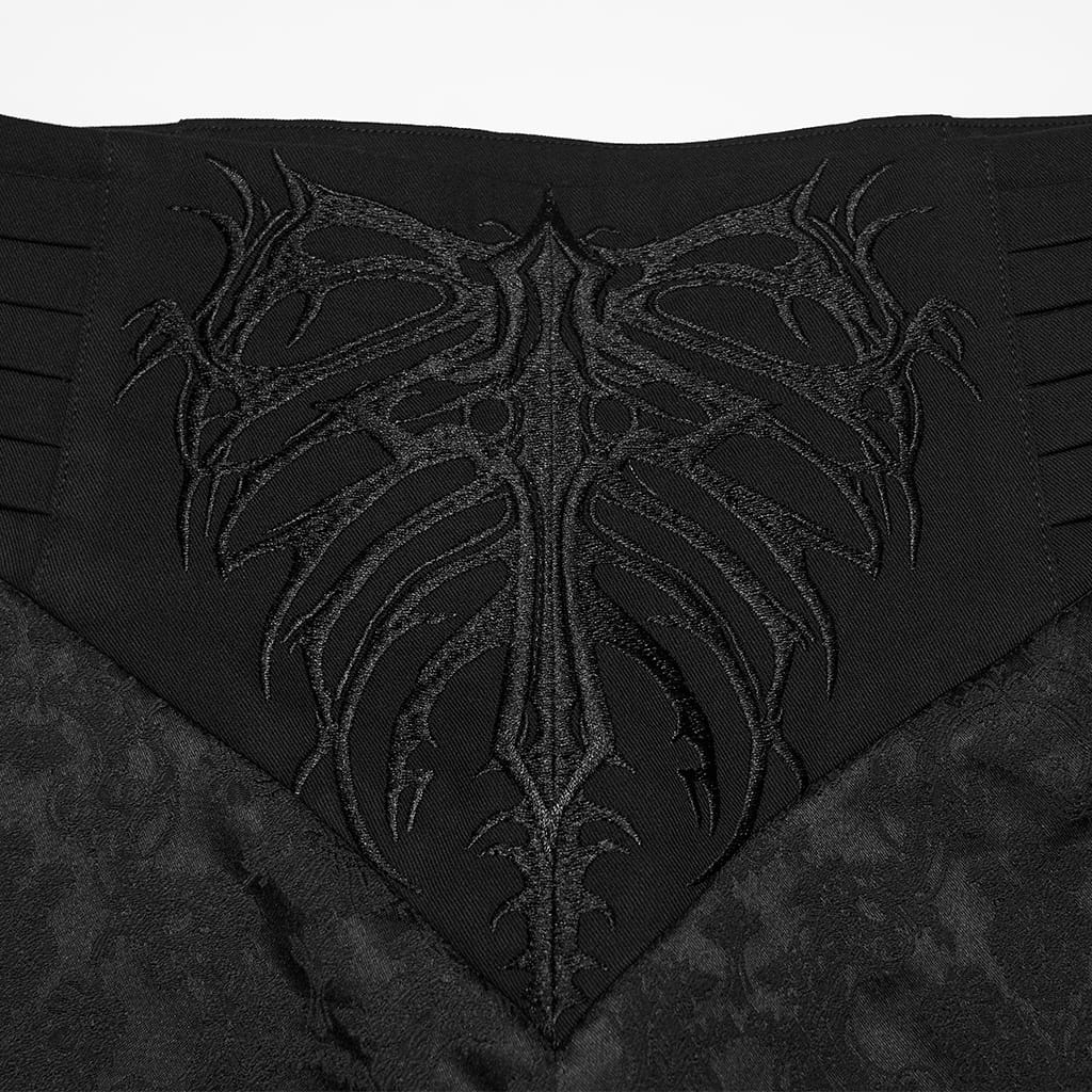 PUNK RAVE Men's Gothic Embroidered Pleated Pants