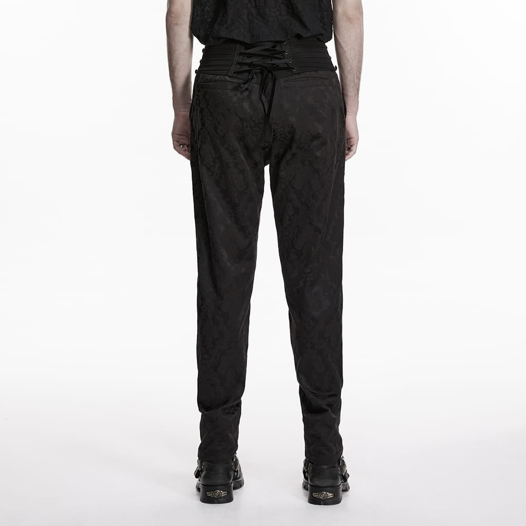 PUNK RAVE Men's Gothic Embroidered Pleated Pants
