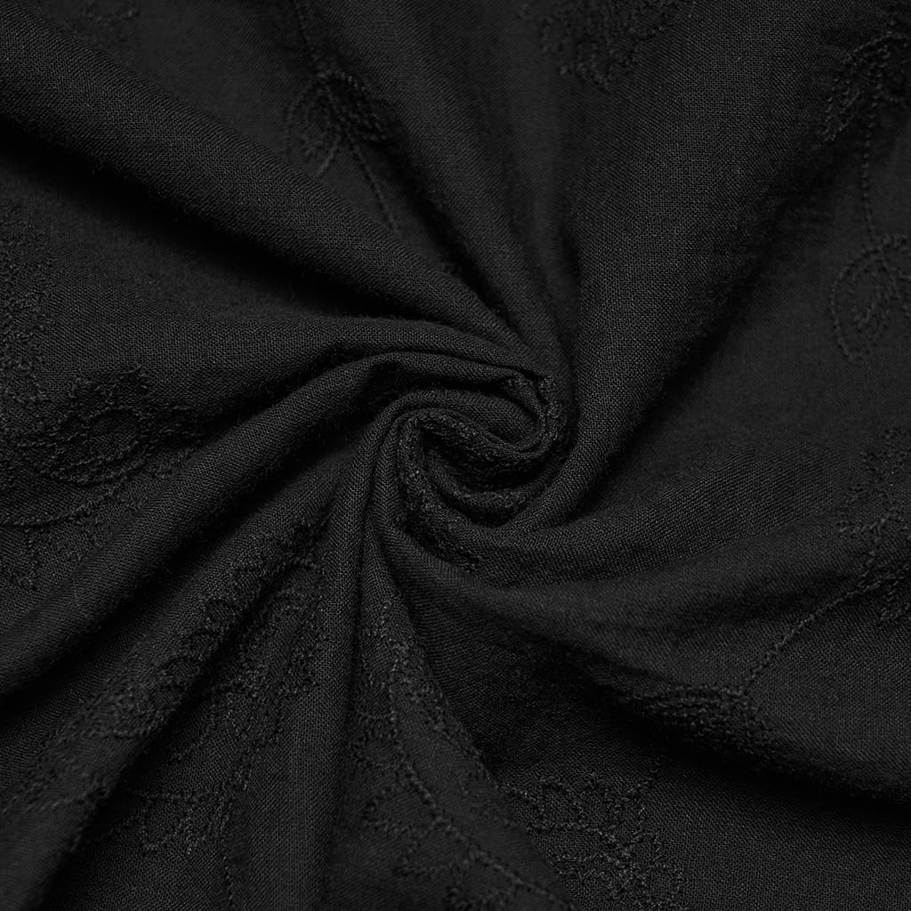 PUNK RAVE Men's Gothic Embroidered Plunging Loose Shirt Black