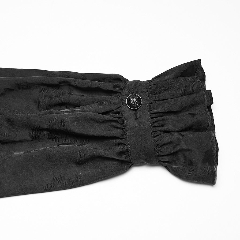 PUNK RAVE Men's Gothic Embroidered Studded Puff Sleeved Shirt