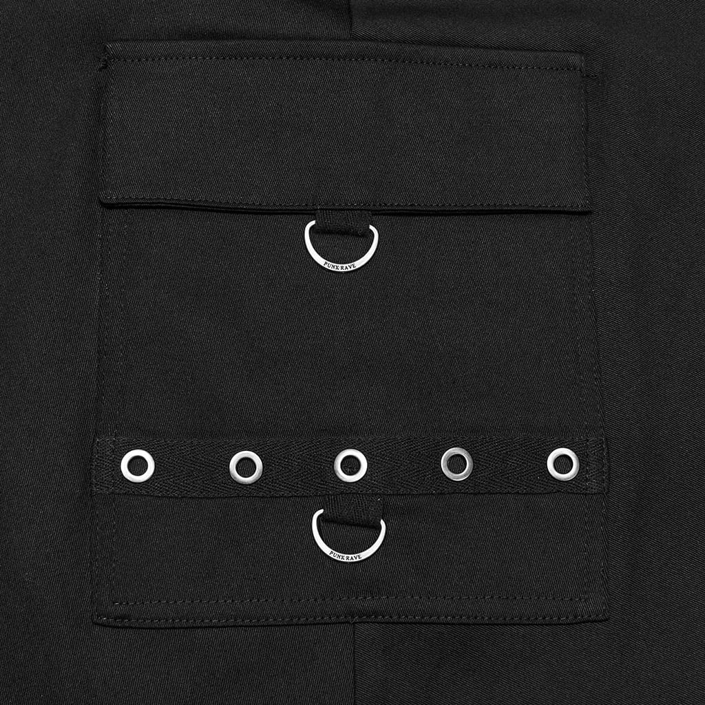 PUNK RAVE Men's Gothic Eyelet Studded Collared Long Cloak