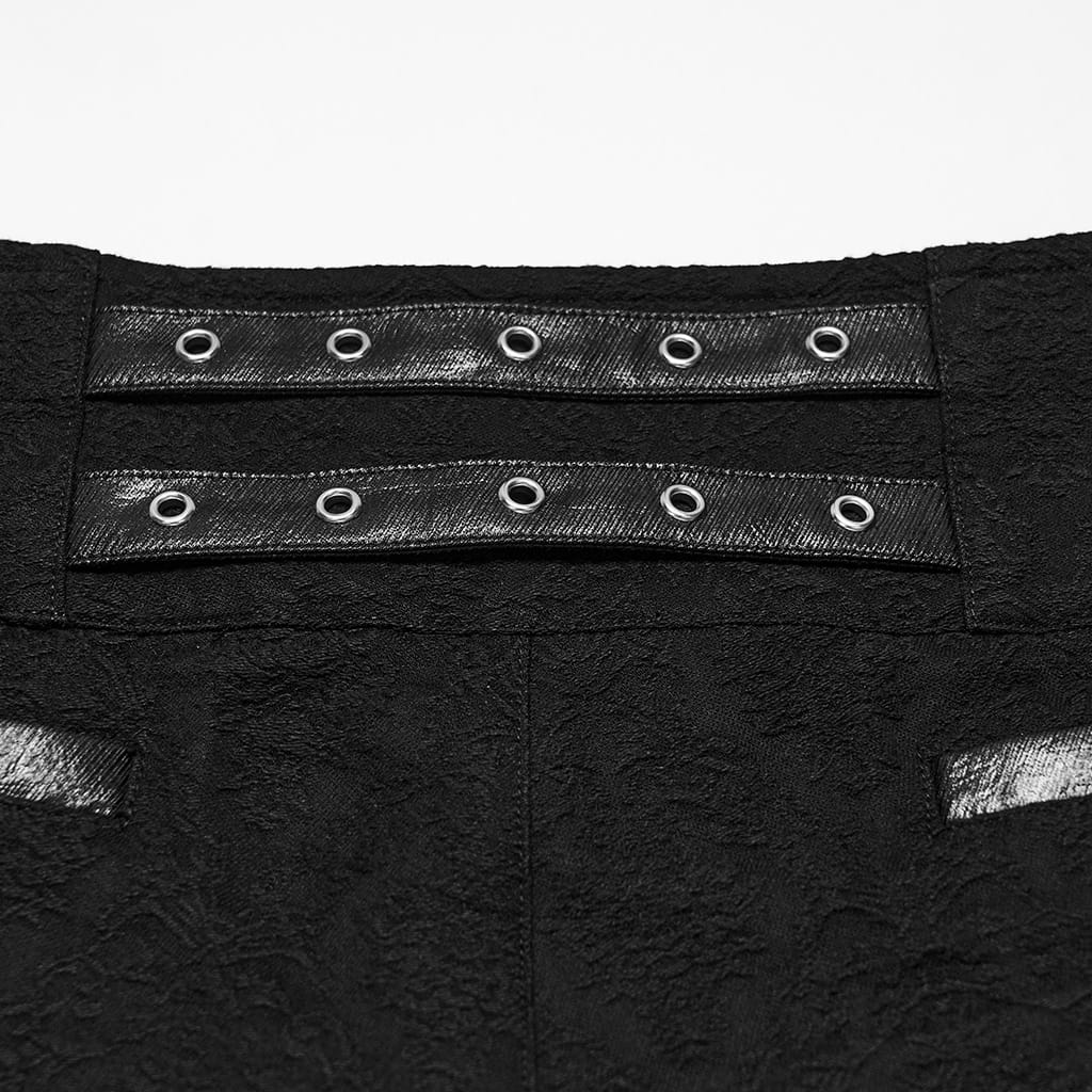 PUNK RAVE Men's Gothic Eyelet Zipper Slim Pants