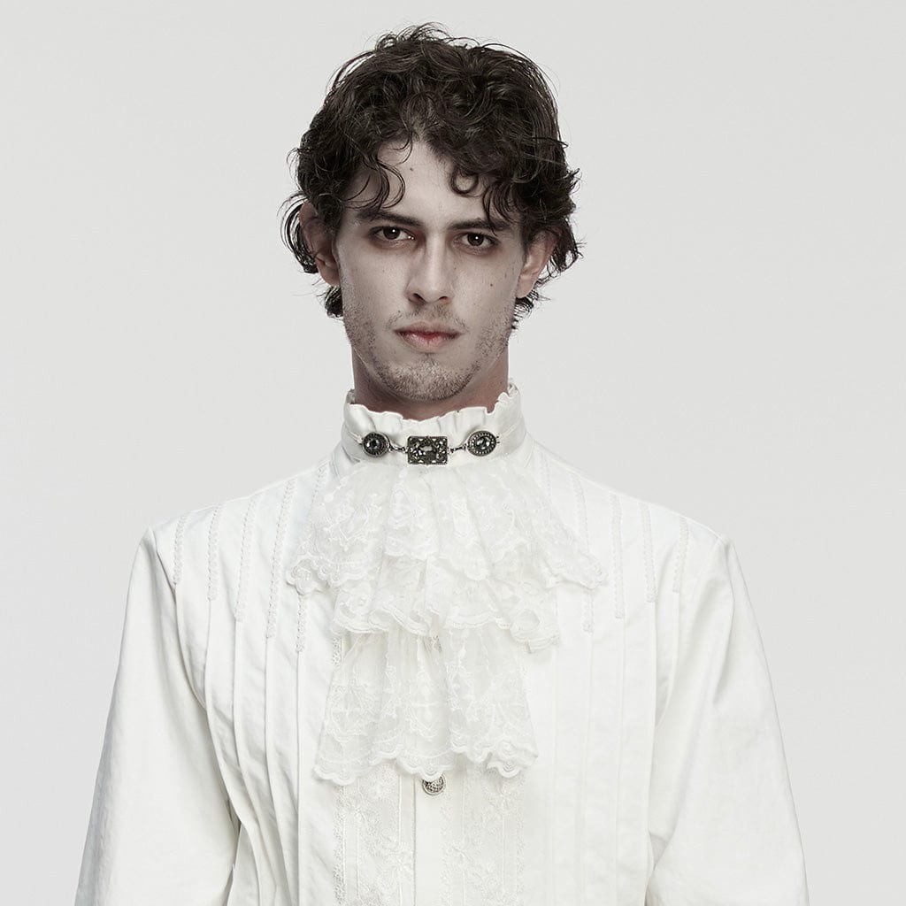 PUNK RAVE Men's Gothic Floral Cross Lace Necktie