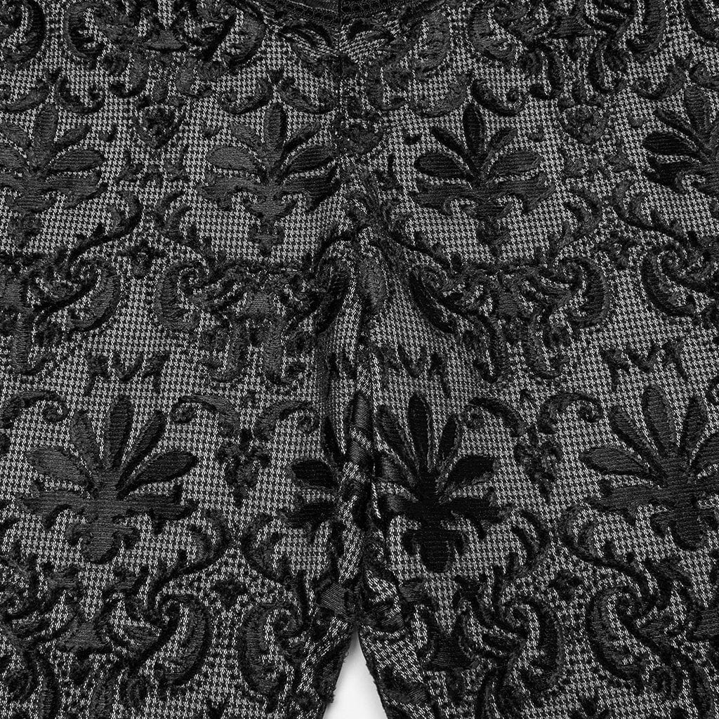 PUNK RAVE Men's Gothic Floral Embroidered Buckle Pants