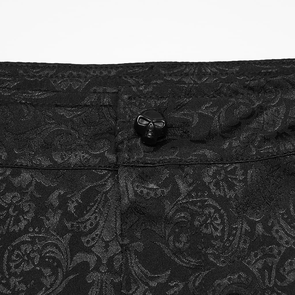 PUNK RAVE Men's Gothic Floral Jacquard Decal Pants