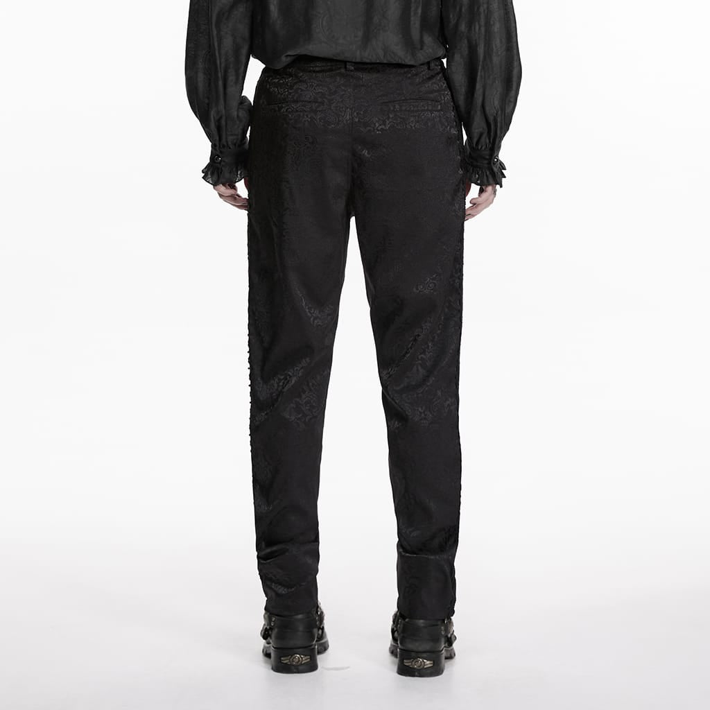 PUNK RAVE Men's Gothic Floral Jacquard Decal Pants