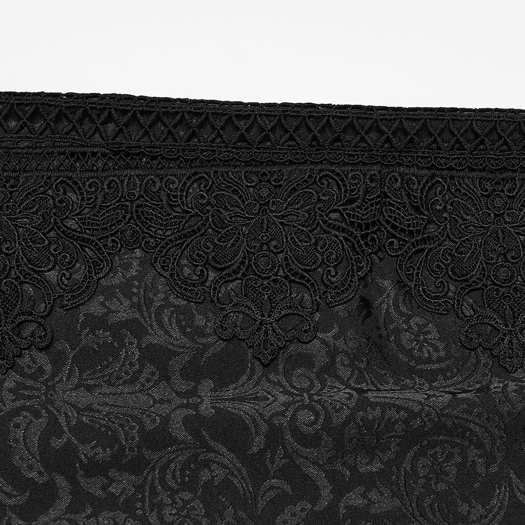 PUNK RAVE Men's Gothic Floral Jacquard Decal Pants
